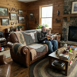 Sagebrush Longhorn Desert | Quilted Sofa Cover
