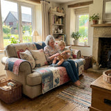Retro Floral Heart | Quilted Sofa Cover