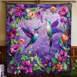 Hummingbirds Purple | Quilted Blanket