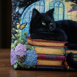 Black Cat and Books | Handcrafted Bag