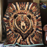 Bear Native American | Quilted Blanket