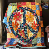 Trippy Hippie Sign | Quilted Blanket