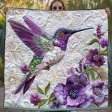 Purple Hummingbird | Quilted Blanket