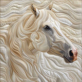 Running White Horse | Quilted Blanket